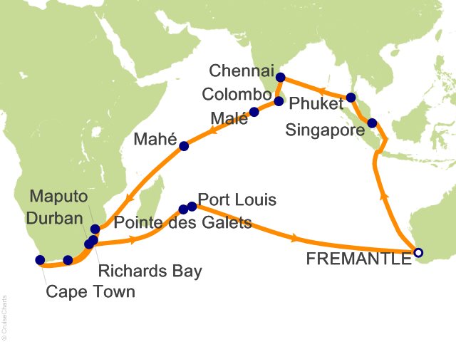 46 Night Indian Ocean and South Africa Odyssey Cruise from Fremantle