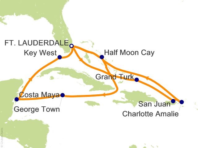 14 Night Eastern and Western Caribbean Cruise from Fort Lauderdale