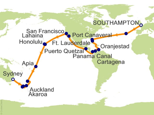 49 Night Southampton to Sydney Cruise from Southampton