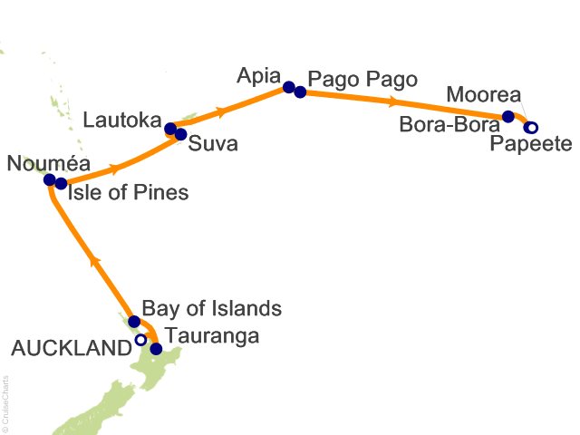17 Night South Pacific Splendors Cruise from Auckland
