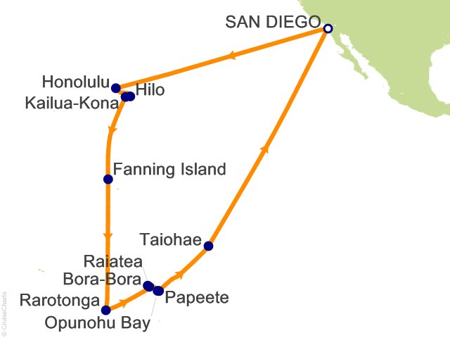 30 Night Circle Hawaii  Tahiti and Marquesas Cruise from San Diego
