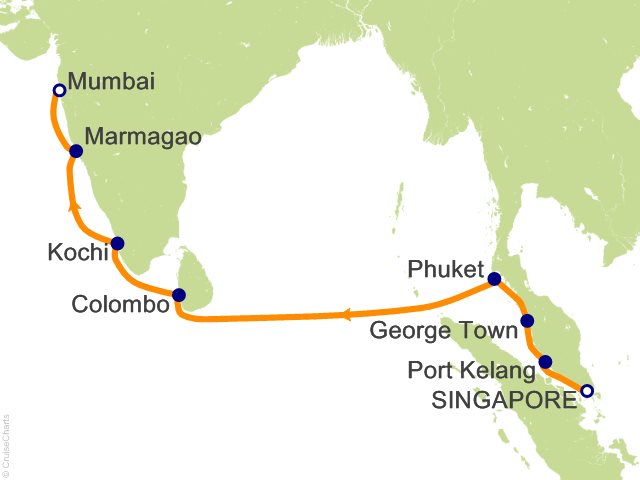 13 Night The Spice Route Cruise from Singapore