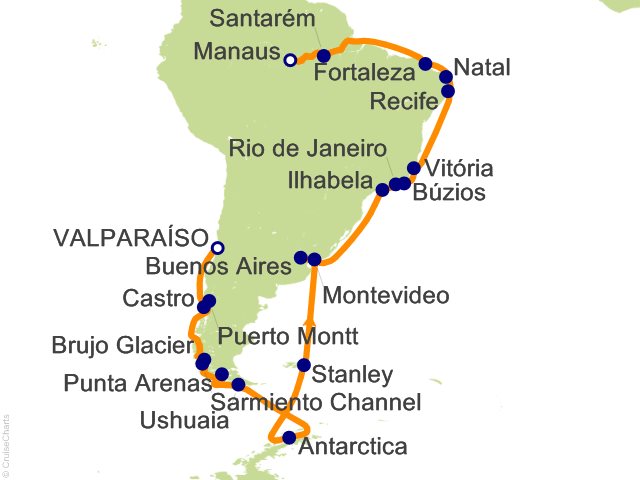 42 Night Antarctic and Amazon Exploration Cruise from Santiago (Valparaiso)