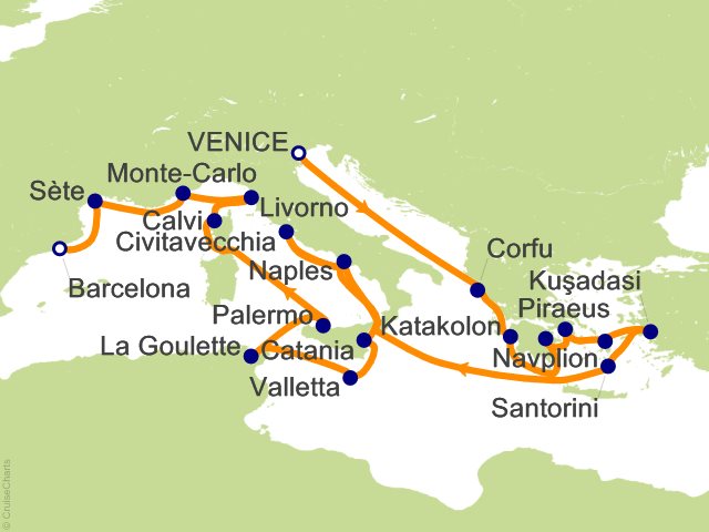 24 Night Dream of the Mediterranean Cruise from Venice