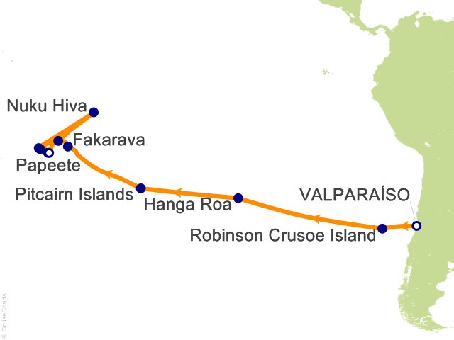 28 Night Polynesian Pearls Cruise from Santiago (Valparaiso)