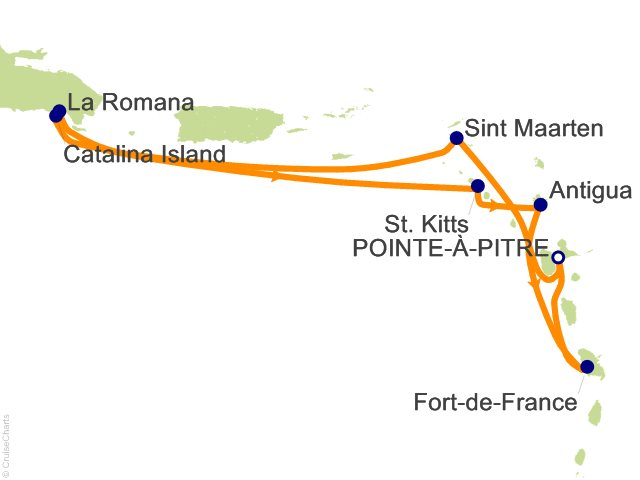 7 Night Dominican Republic  Antilles  Antigua Cruise from Pointe-a-Pitre