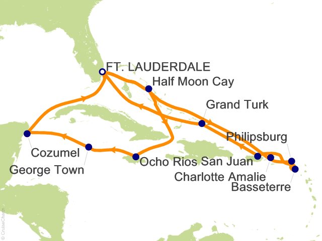 16 Night Eastern and Western Caribbean Cruise from Fort Lauderdale